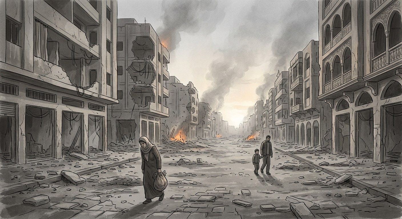 德黑兰遭受打击后的城市景象